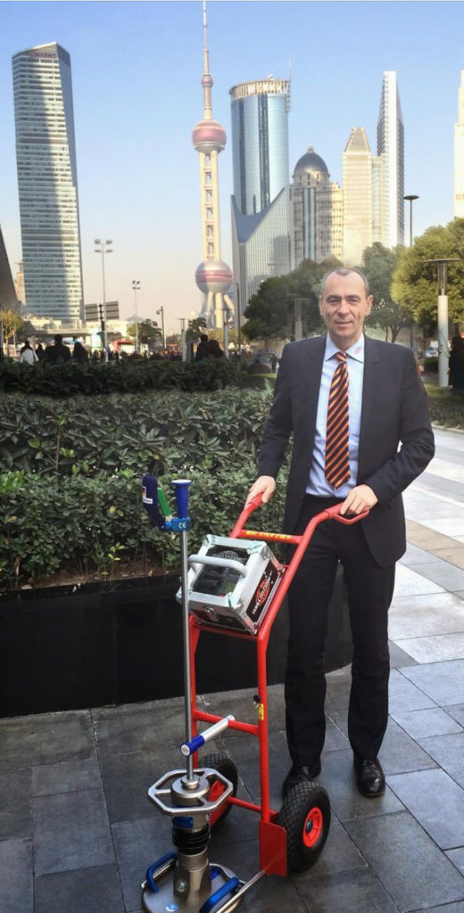 Mr. Schulz with Light weight deflectometer on Bauma Shanghai